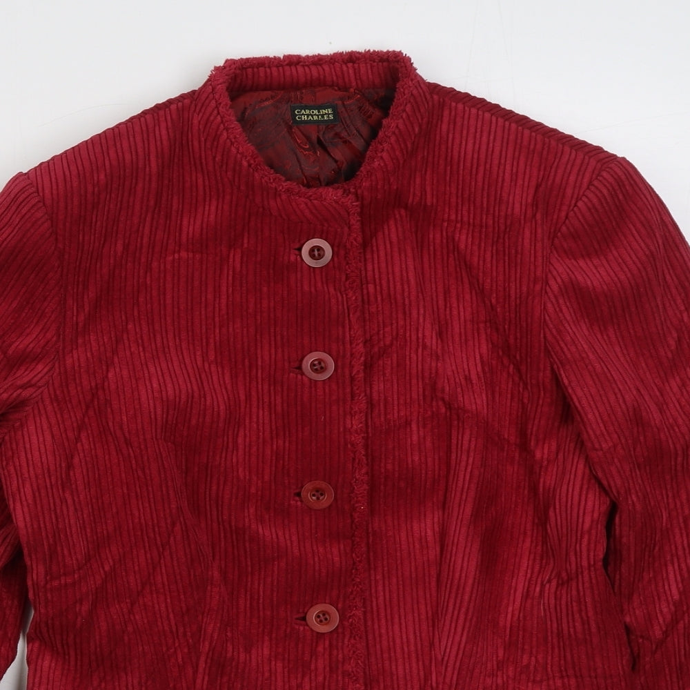Caroline Charles Womens Red Jacket Blazer Size 10 Button
