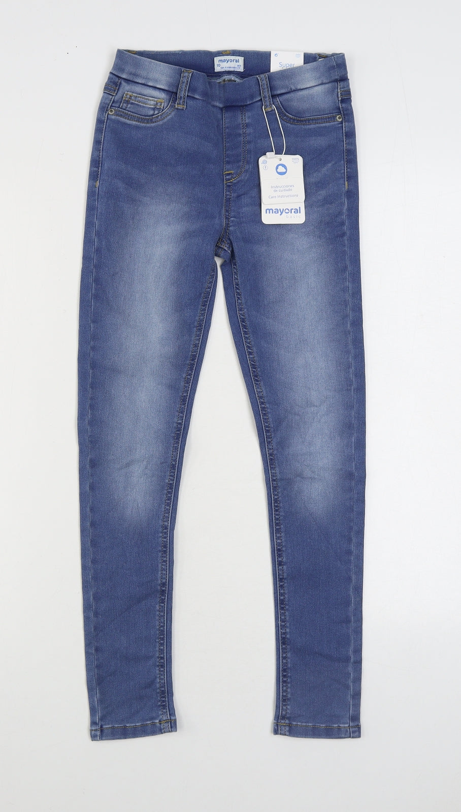 Mayoral Boys Blue Cotton Skinny Jeans Size 10 Years Regular Pullover