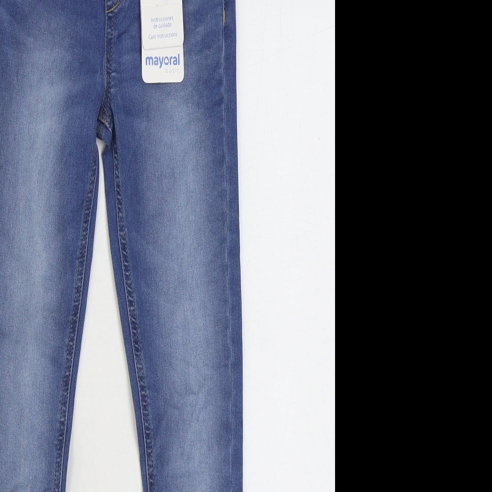 Mayoral Boys Blue Cotton Skinny Jeans Size 10 Years Regular Pullover