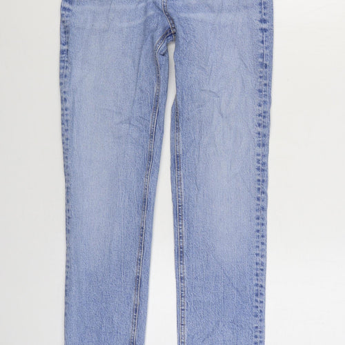 Zara Womens Blue Cotton Straight Jeans Size 6 L33 in Regular Zip