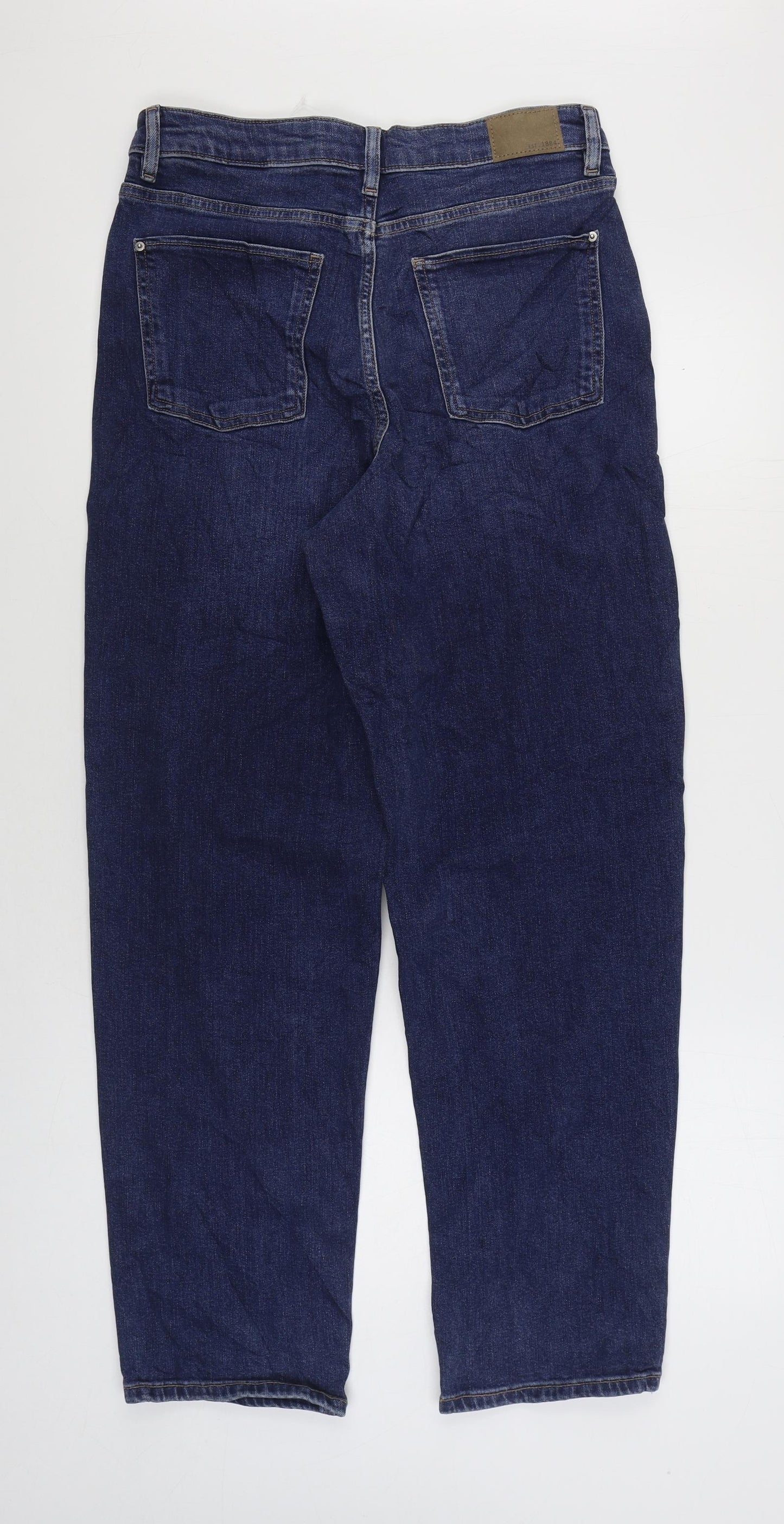 Marks and Spencer Womens Blue Cotton Tapered Jeans Size 12 L30 in Regular Zip