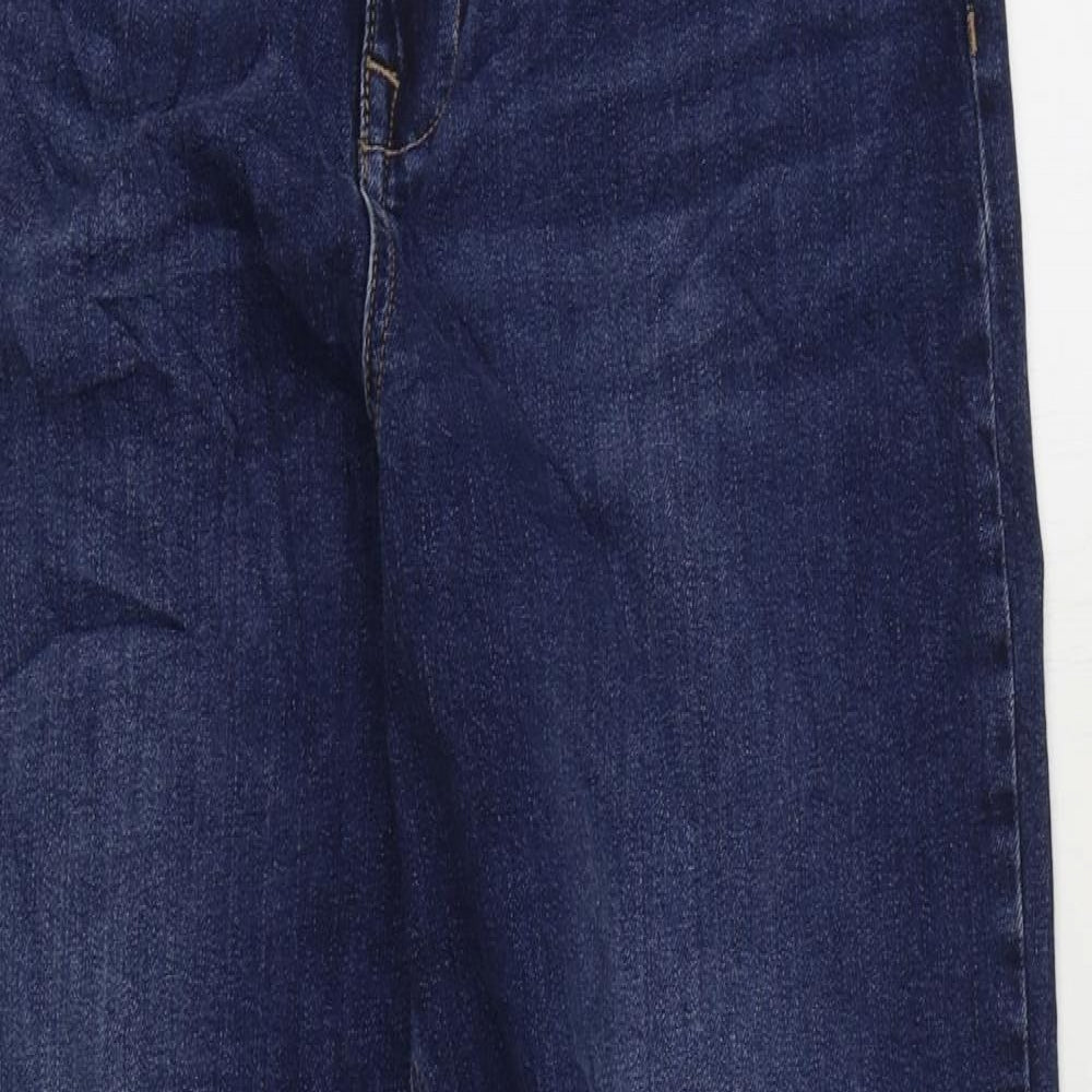 Marks and Spencer Womens Blue Cotton Tapered Jeans Size 12 L30 in Regular Zip