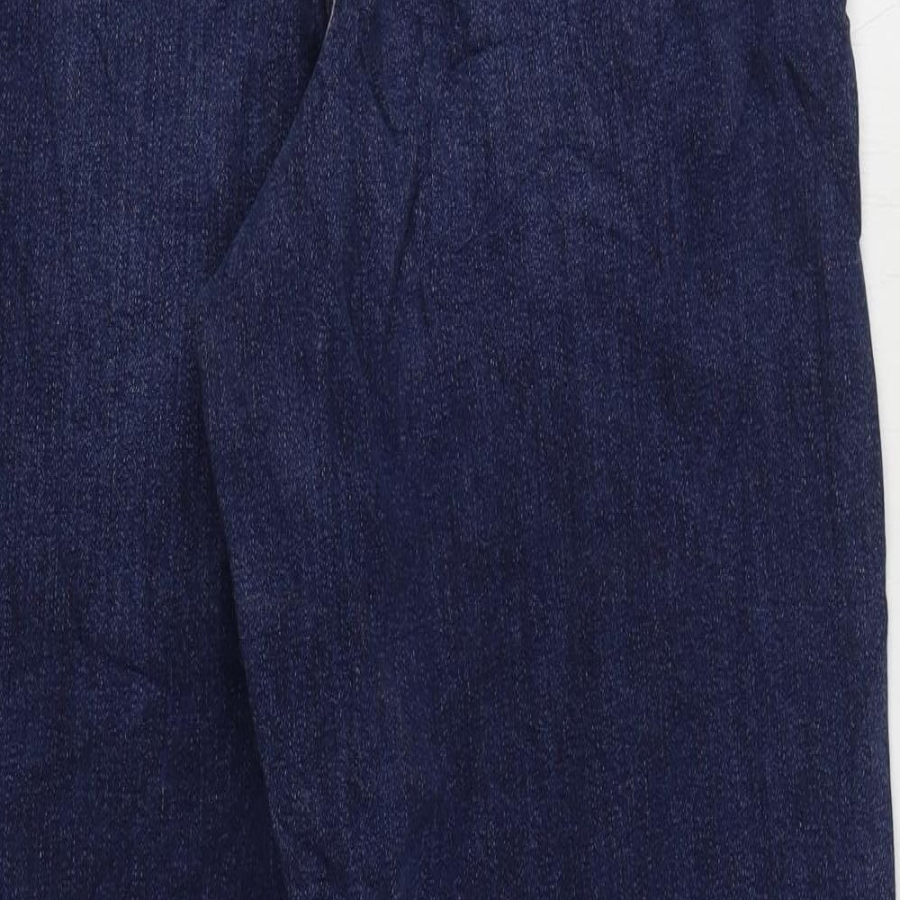Marks and Spencer Womens Blue Cotton Tapered Jeans Size 12 L30 in Regular Zip