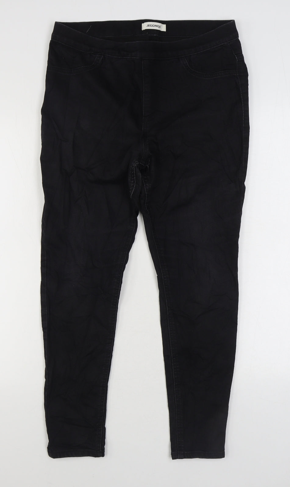Marks and Spencer Womens Black Cotton Jegging Jeans Size 14 L25 in Regular Zip