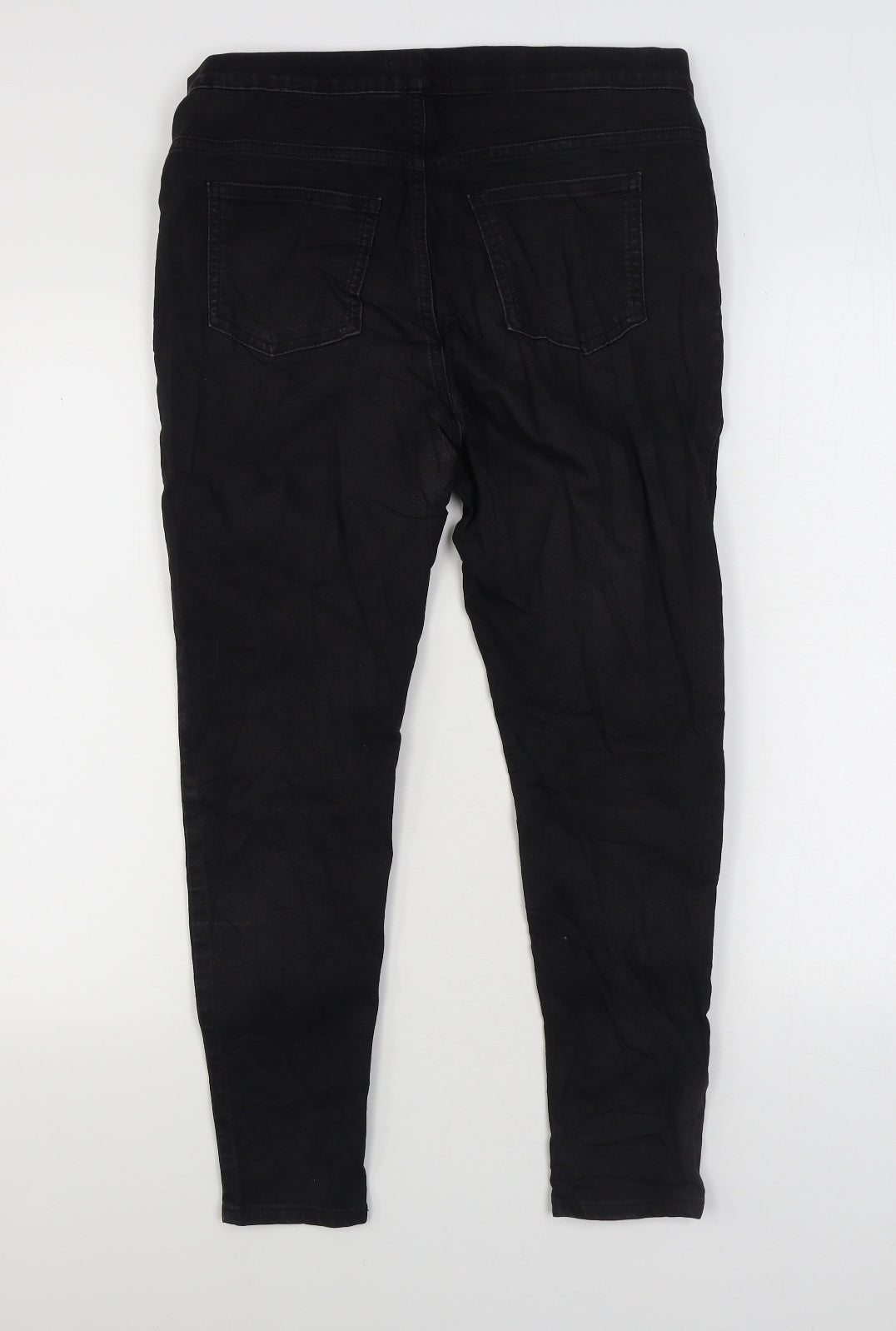 Marks and Spencer Womens Black Cotton Jegging Jeans Size 14 L25 in Regular Zip