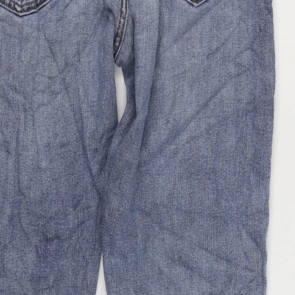 Marks and Spencer Mens Blue Cotton Straight Jeans Size 38 in L31 in Regular Zip
