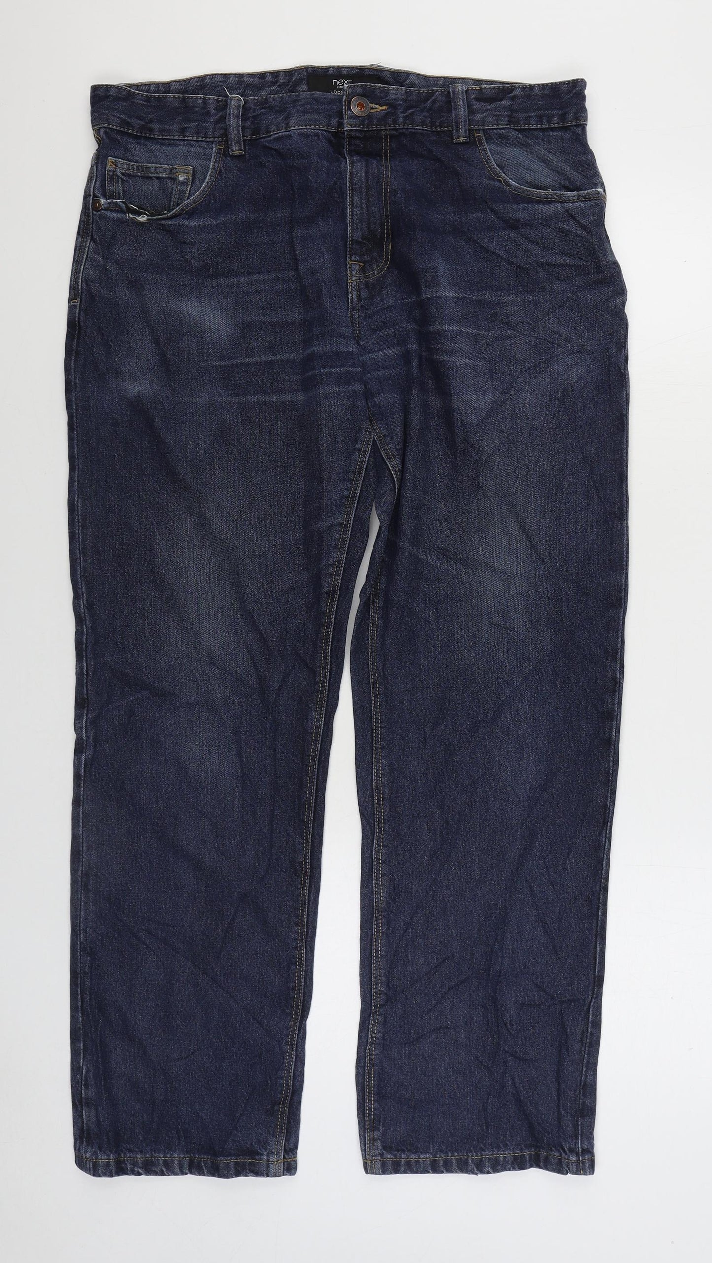 NEXT Mens Blue Cotton Straight Jeans Size 36 in L31 in Regular Zip