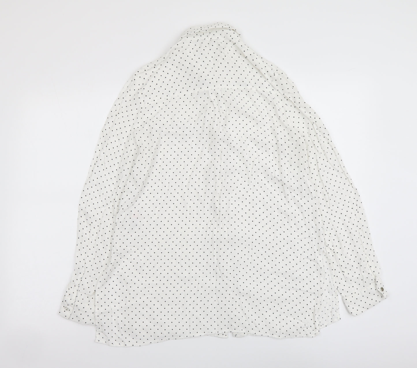 New Look Womens White Polka Dot Viscose Basic Button-Up Size 12 Collared