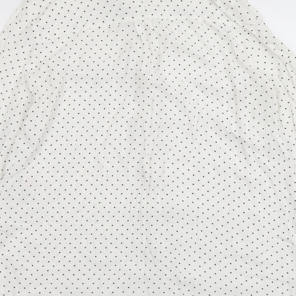 New Look Womens White Polka Dot Viscose Basic Button-Up Size 12 Collared