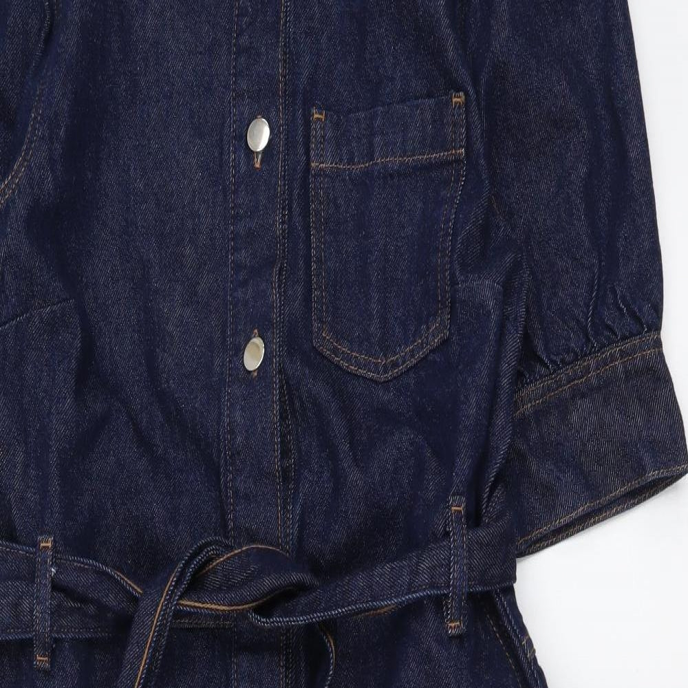 By Very Womens Blue Cotton Shirt Dress Size 16 Collared Button
