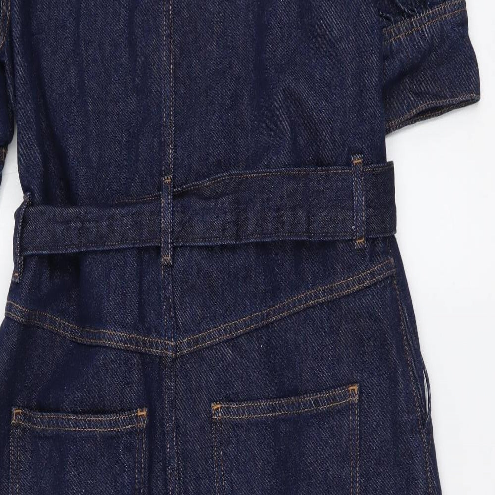 By Very Womens Blue Cotton Shirt Dress Size 16 Collared Button