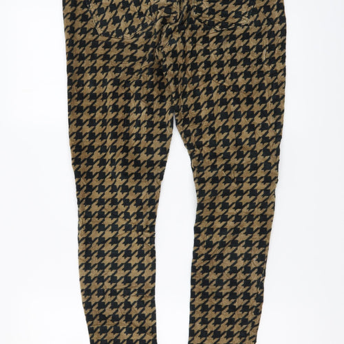Topshop Womens Beige Geometric Cotton Skinny Jeans Size 30 in L32 in Regular Button