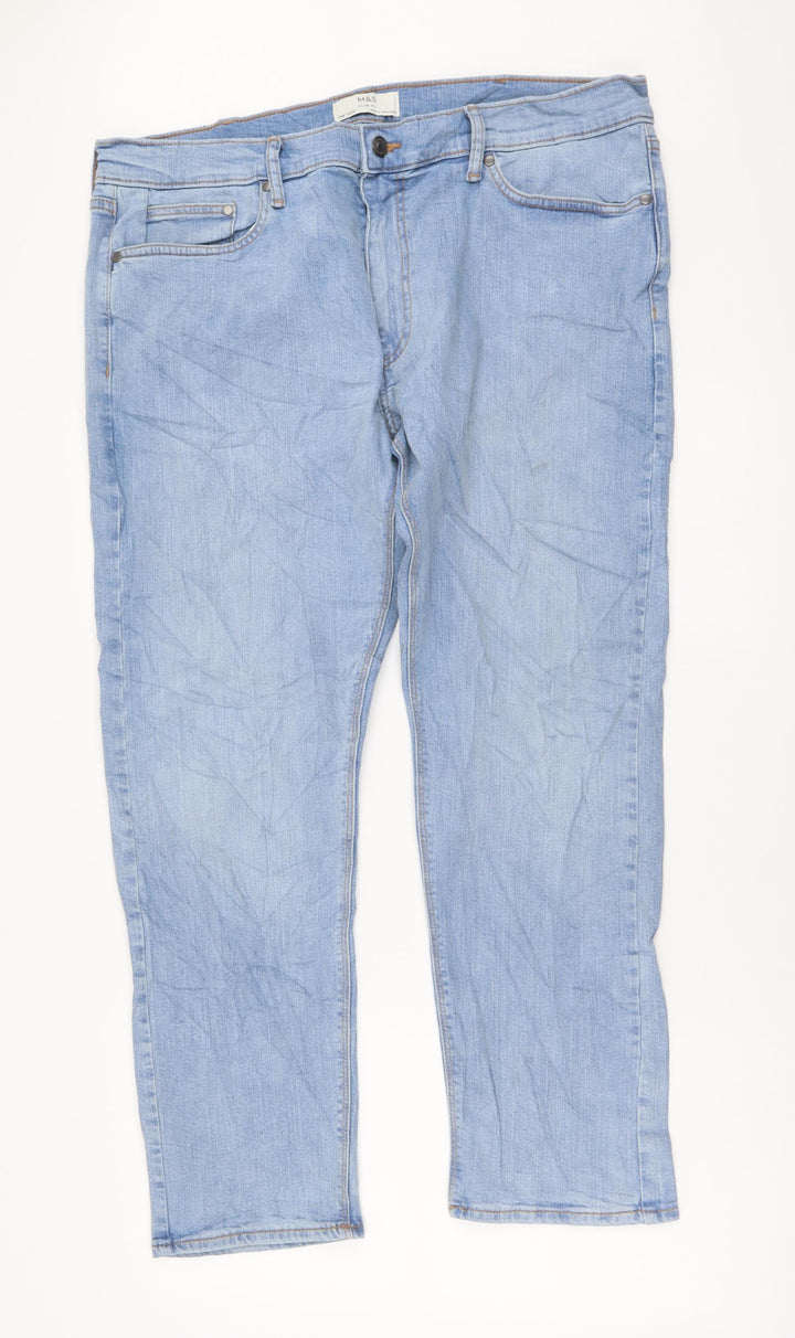 Marks and Spencer Womens Blue Cotton Skinny Jeans Size 38 in L29 in Regular Button