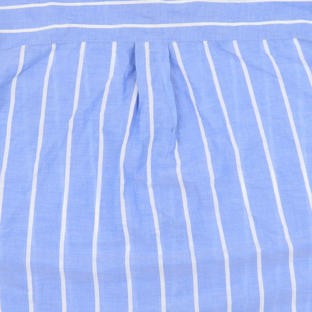 H&M Womens Blue Striped Cotton Basic Button-Up Size M Collared