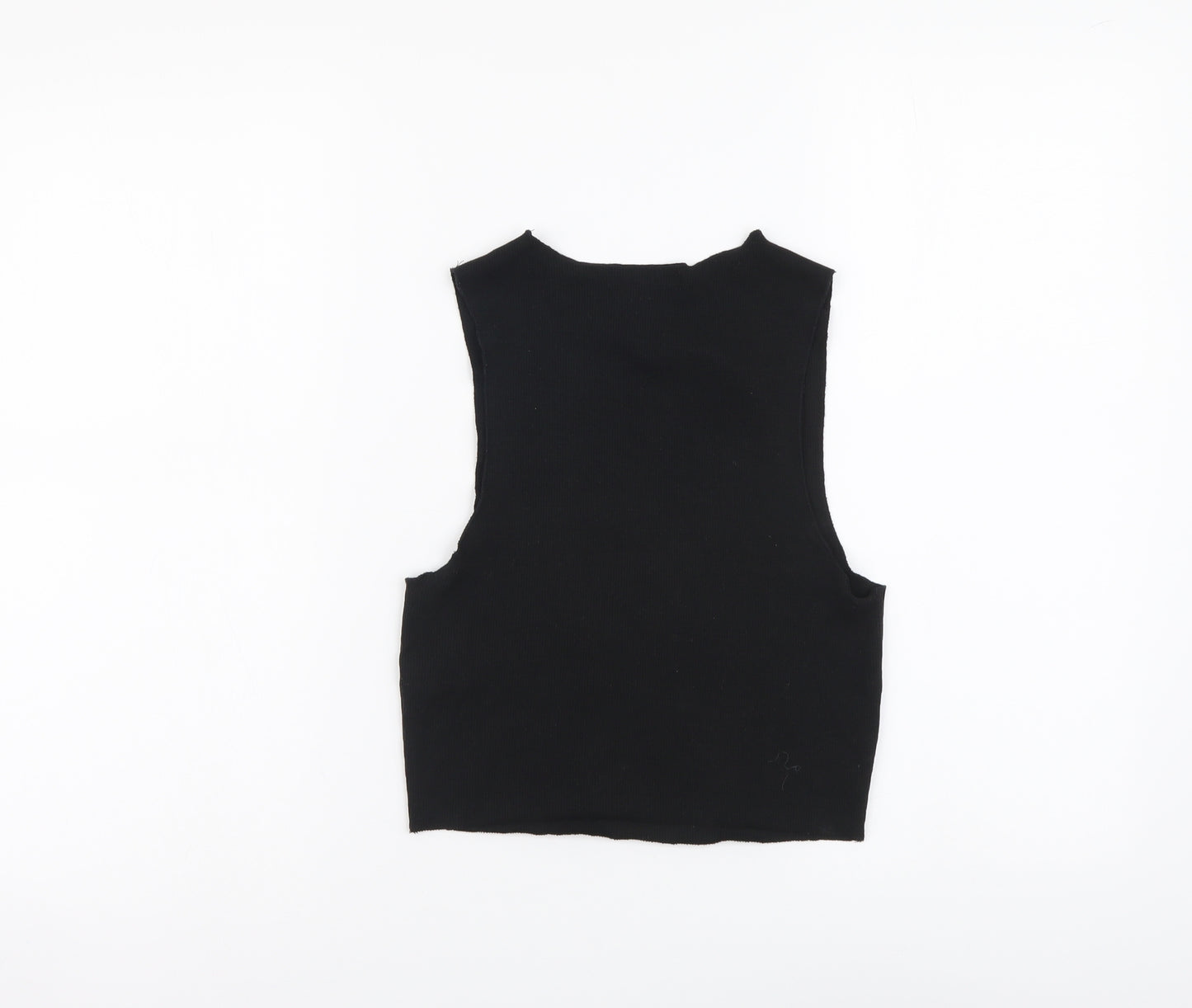 Zara Womens Black Cotton Cropped Tank Size S Round Neck