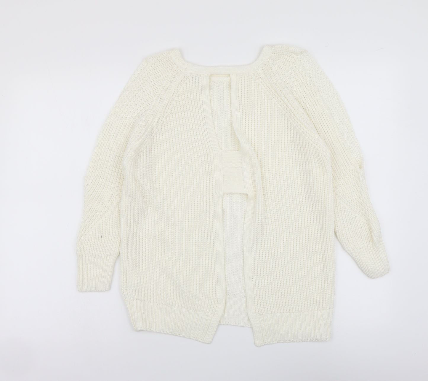 River Island Womens Ivory Boat Neck Acrylic Pullover Jumper Size 10 - Open Back