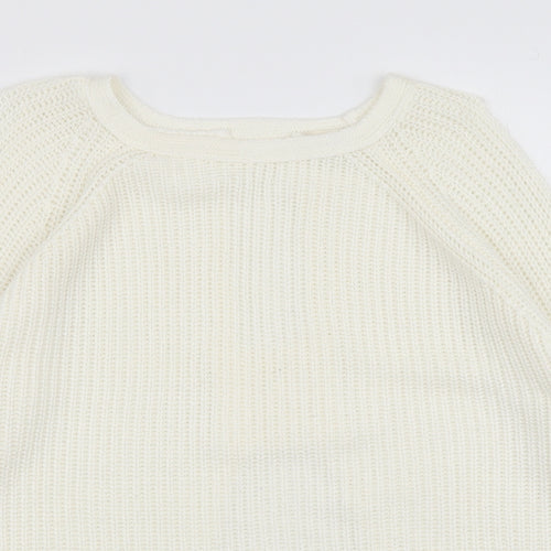 River Island Womens Ivory Boat Neck Acrylic Pullover Jumper Size 10 - Open Back