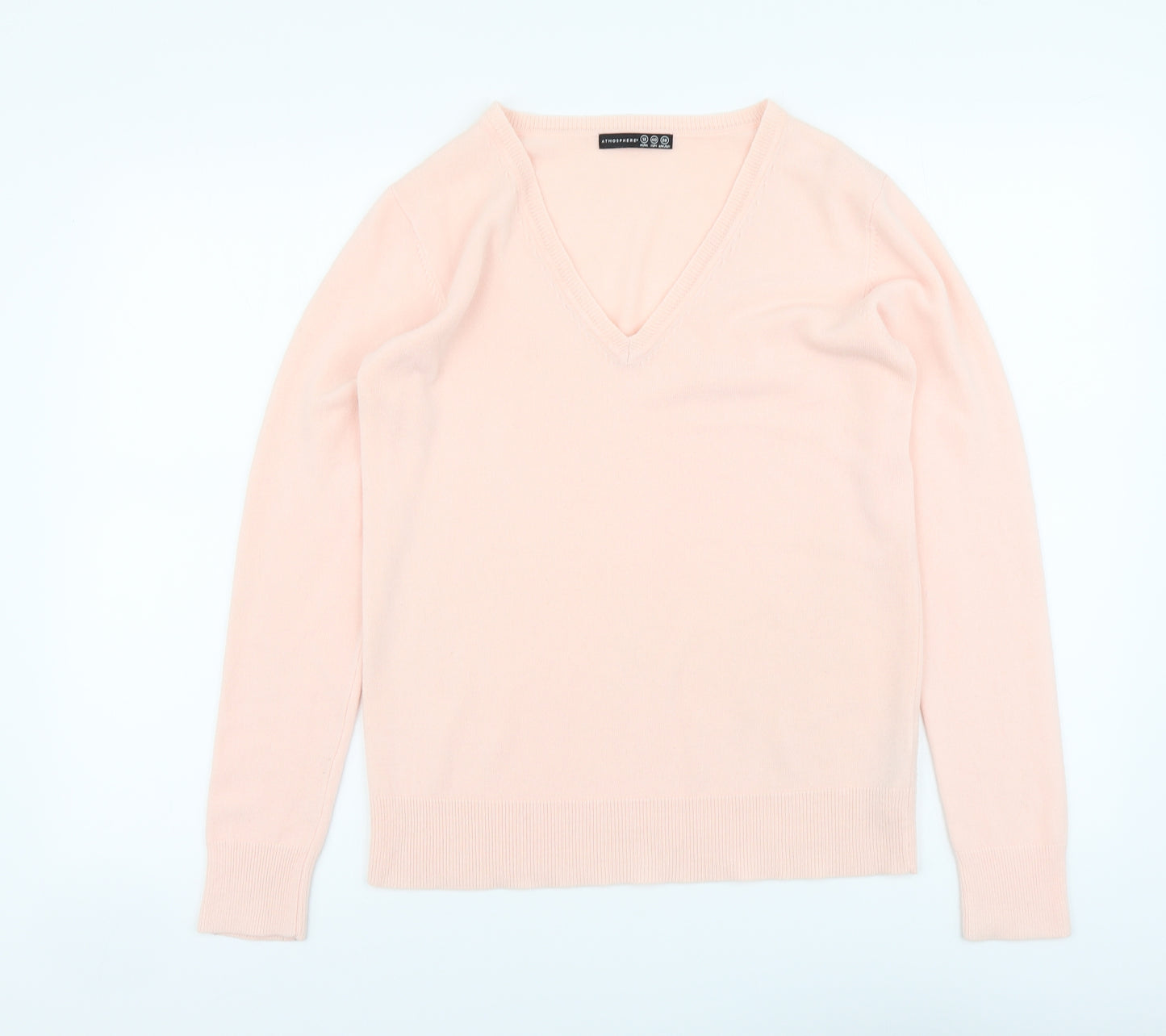 Atmosphere Womens Pink V-Neck Acrylic Henley Jumper Size 12