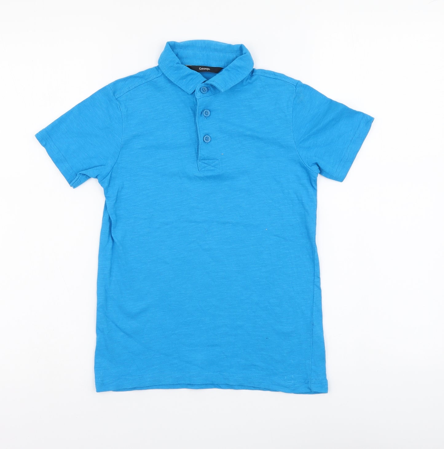 George Boys Blue Cotton Basic Polo Size 7-8 Years Collared Pullover