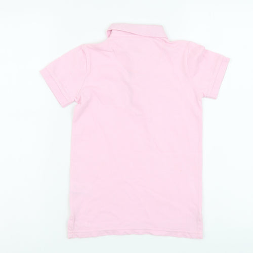 NEXT Girls Pink Cotton Basic Polo Size 5 Years Collared Pullover