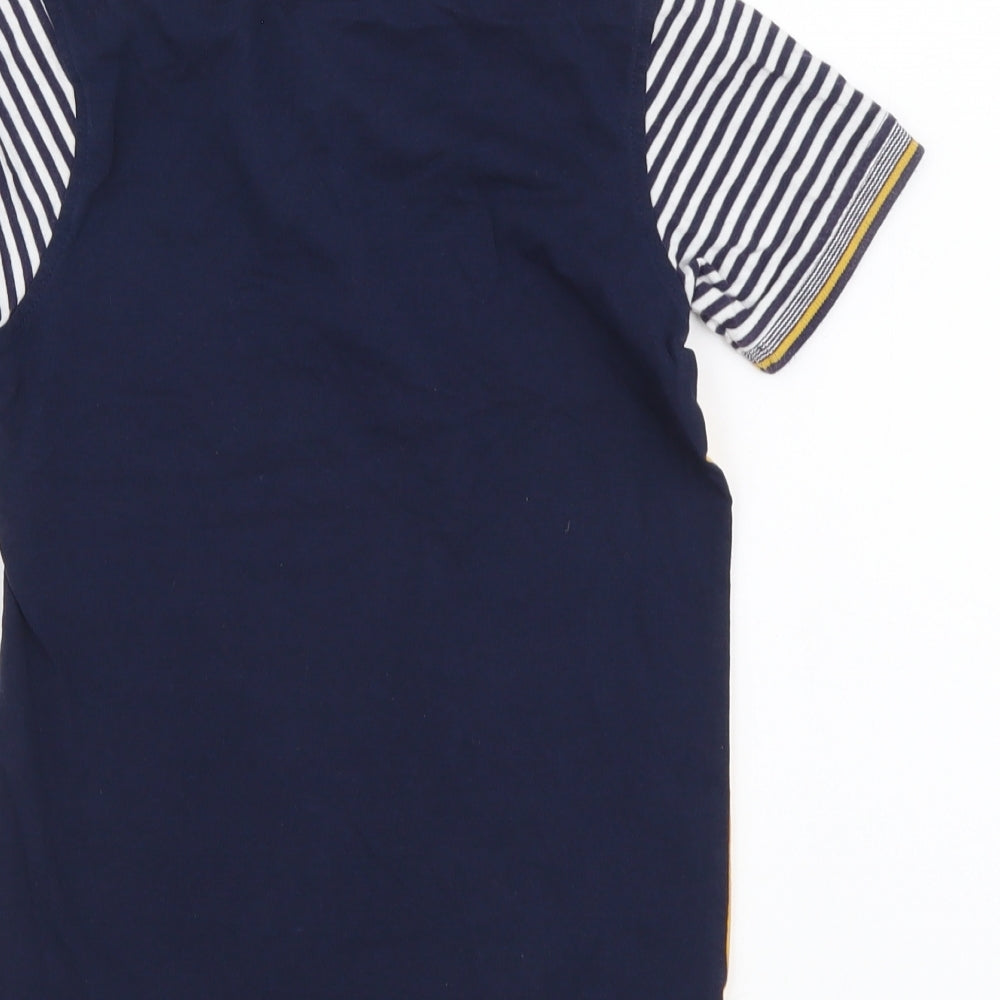 George Boys Yellow Striped Cotton Basic Polo Size 5-6 Years Collared Pullover - Dinosaur motif