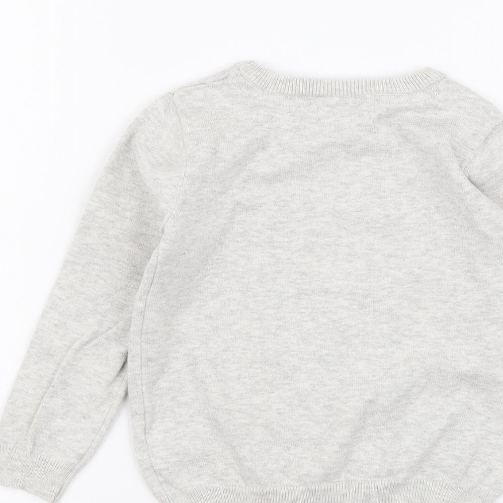 Primark Girls Grey Round Neck Cotton Pullover Jumper Size 4-5 Years Pullover - Unicorn