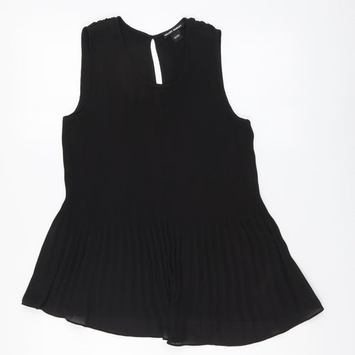 Hilary Radley Womens Black Polyester Blouse Size M Round Neck