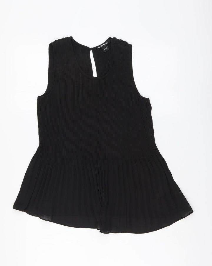 Hilary Radley Womens Black Polyester Blouse Size M Round Neck