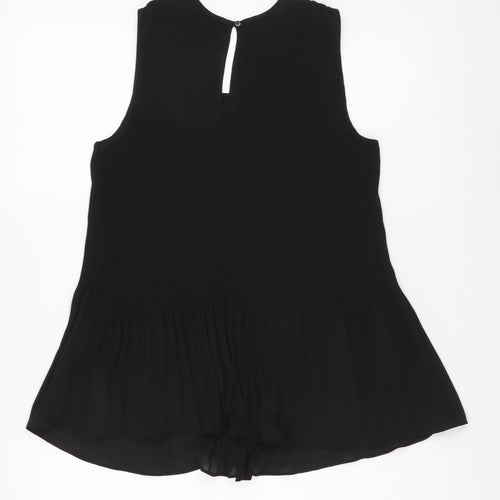 Hilary Radley Womens Black Polyester Blouse Size M Round Neck