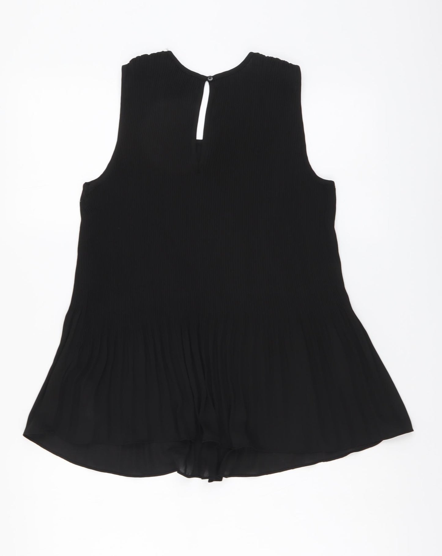 Hilary Radley Womens Black Polyester Blouse Size M Round Neck