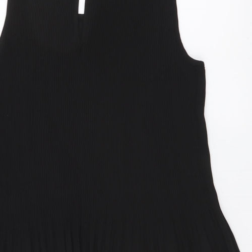Hilary Radley Womens Black Polyester Blouse Size M Round Neck