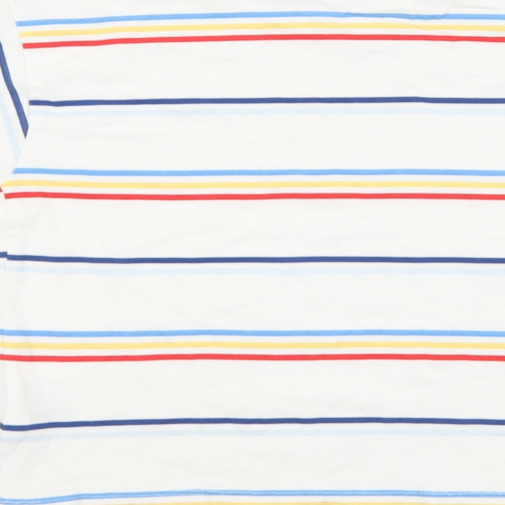 H&M Boys White Striped Cotton Basic T-Shirt Size 4-5 Years Round Neck Pullover