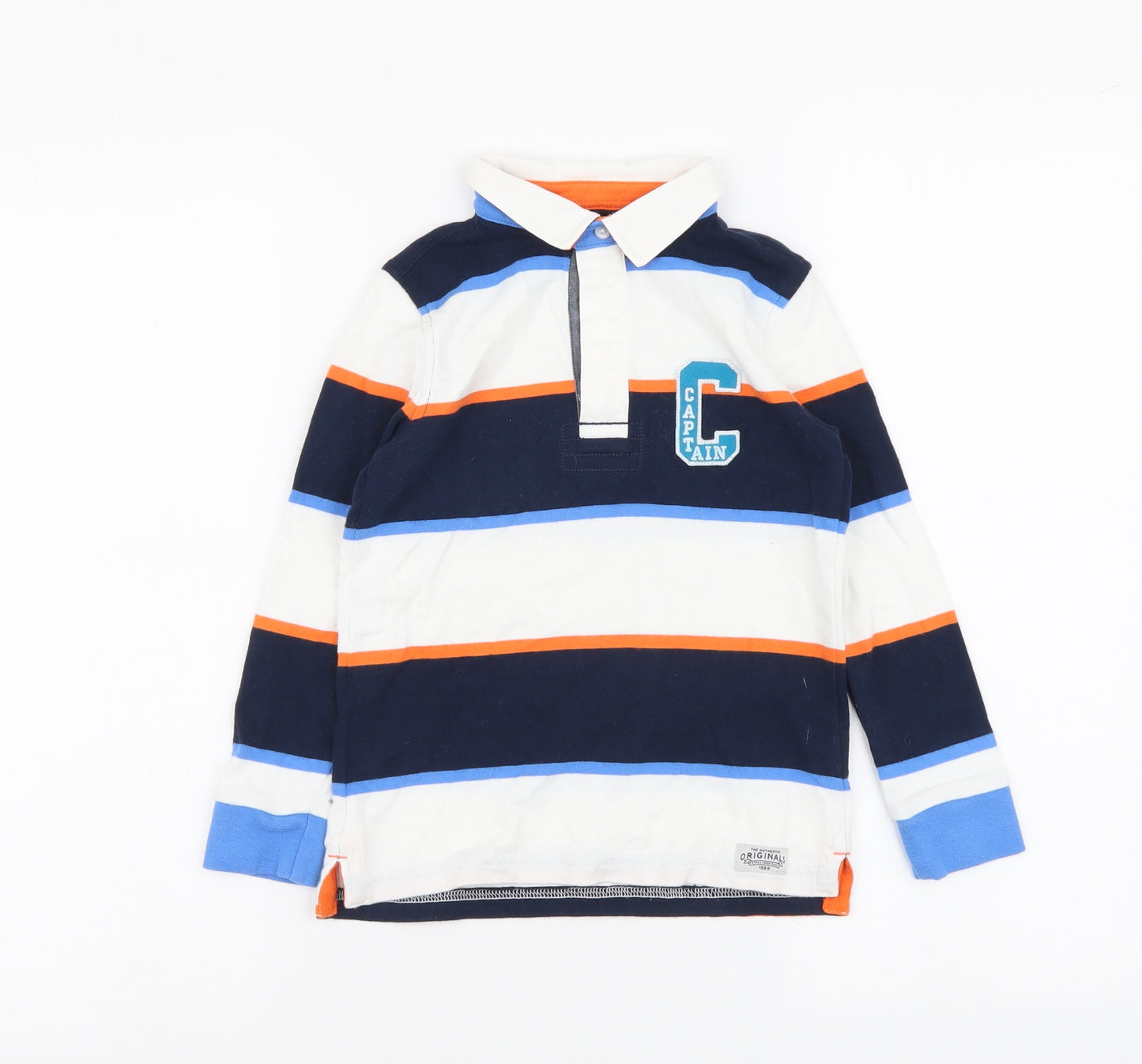 Marks and Spencer Boys Multicoloured Striped Cotton Basic Polo Size 5-6 Years Collared Button - 10