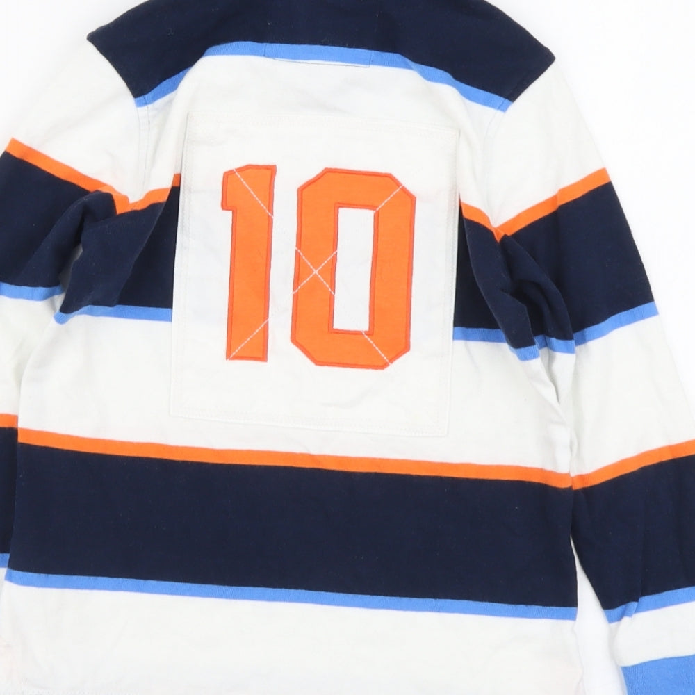 Marks and Spencer Boys Multicoloured Striped Cotton Basic Polo Size 5-6 Years Collared Button - 10