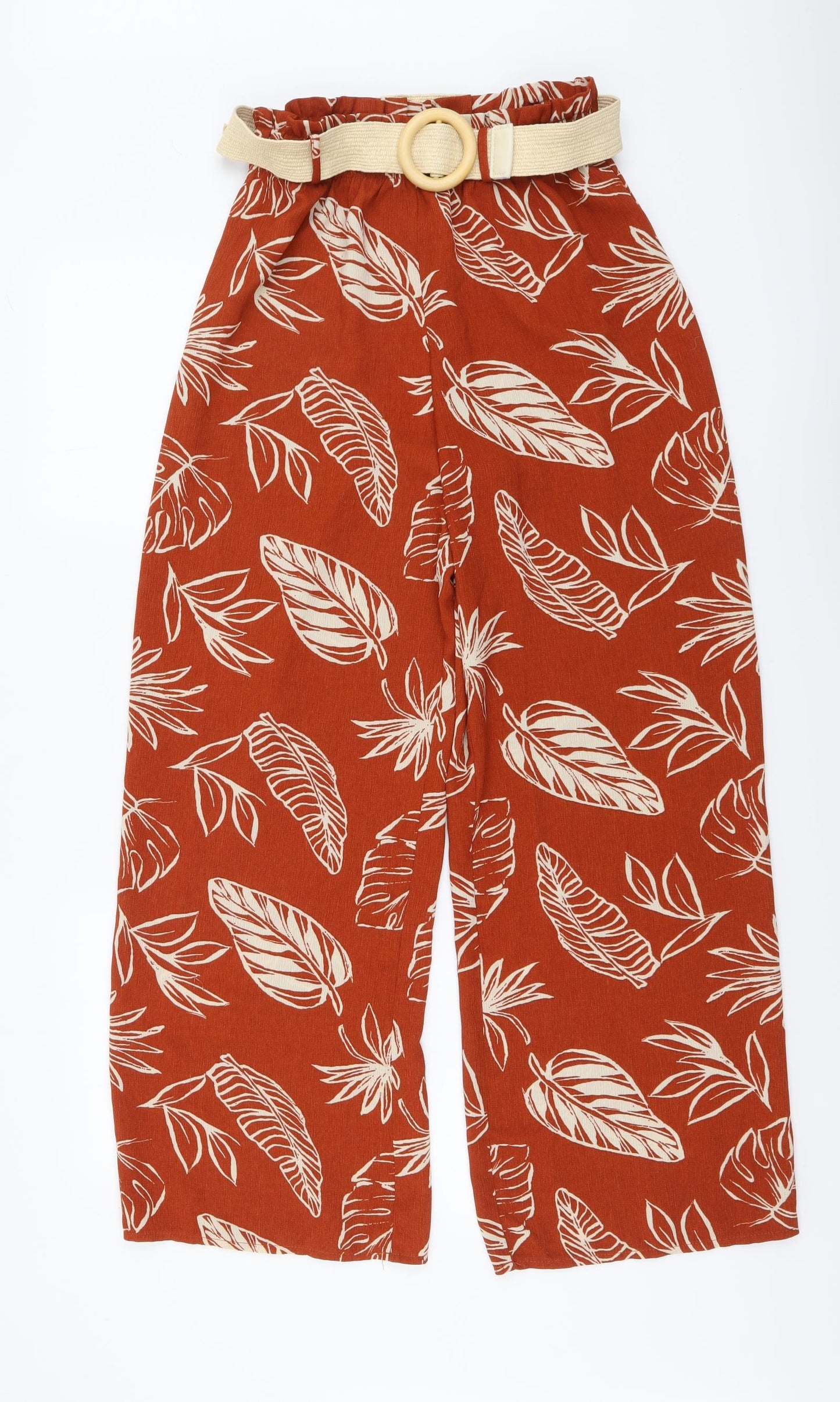 George Womens Red Floral Polyester Trousers Size 8 L28 in Regular Buckle