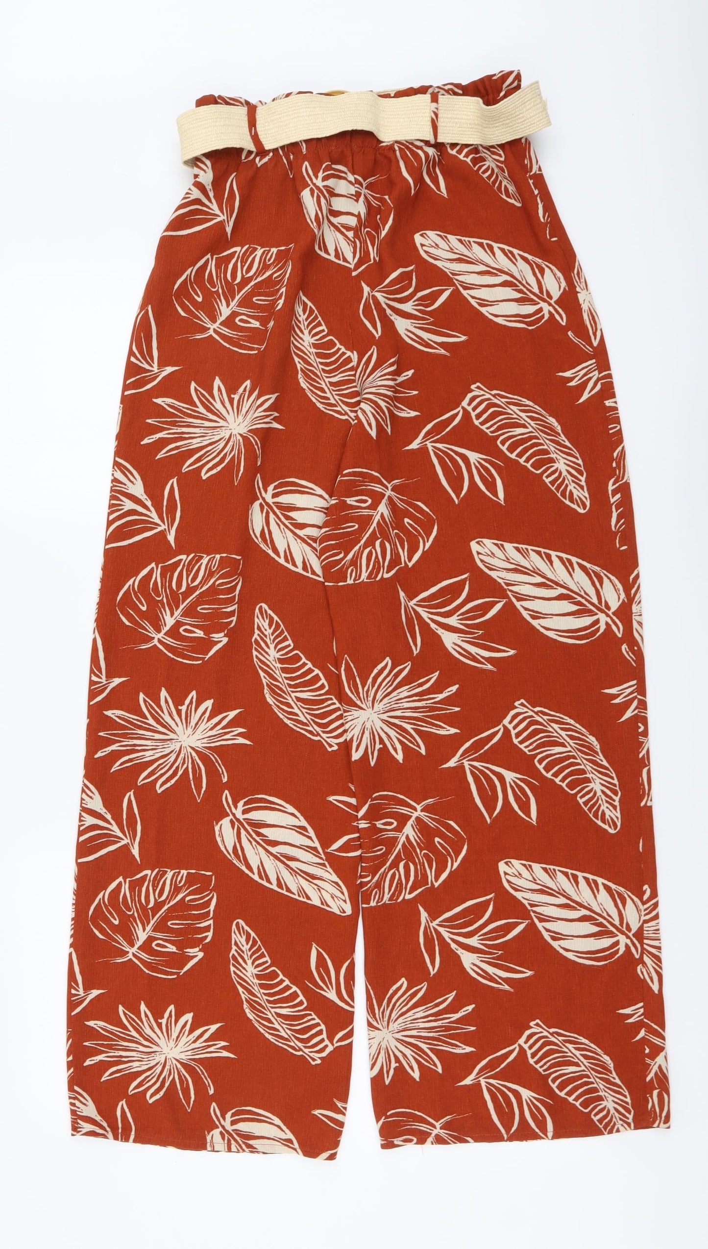 George Womens Red Floral Polyester Trousers Size 8 L28 in Regular Buckle