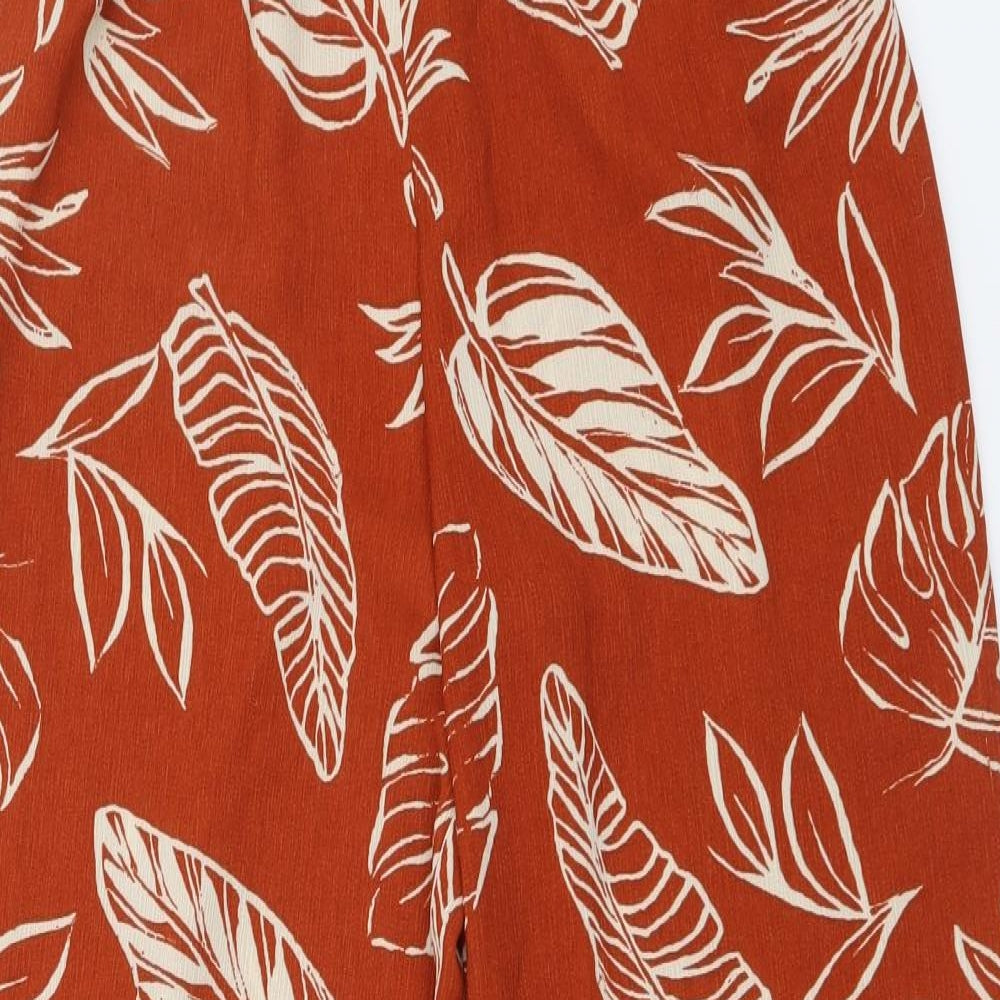 George Womens Red Floral Polyester Trousers Size 8 L28 in Regular Buckle