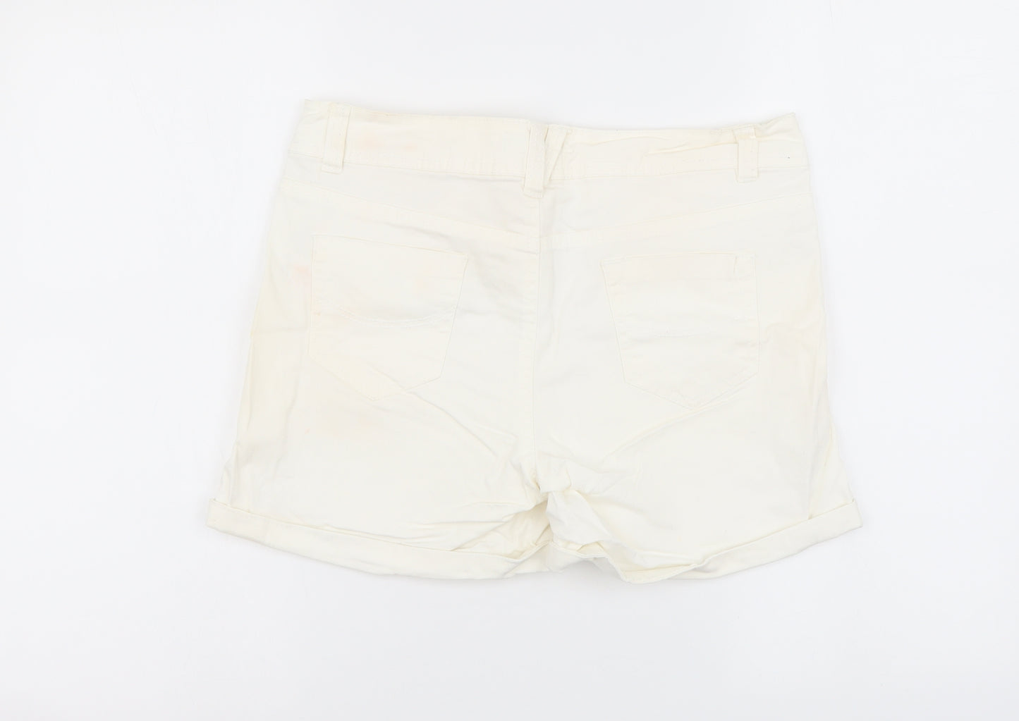 Peacocks Womens White Cotton Chino Shorts Size 10 L4 in Regular Button