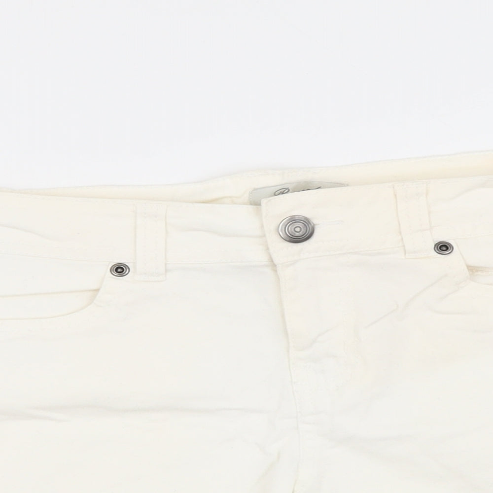 Peacocks Womens White Cotton Chino Shorts Size 10 L4 in Regular Button