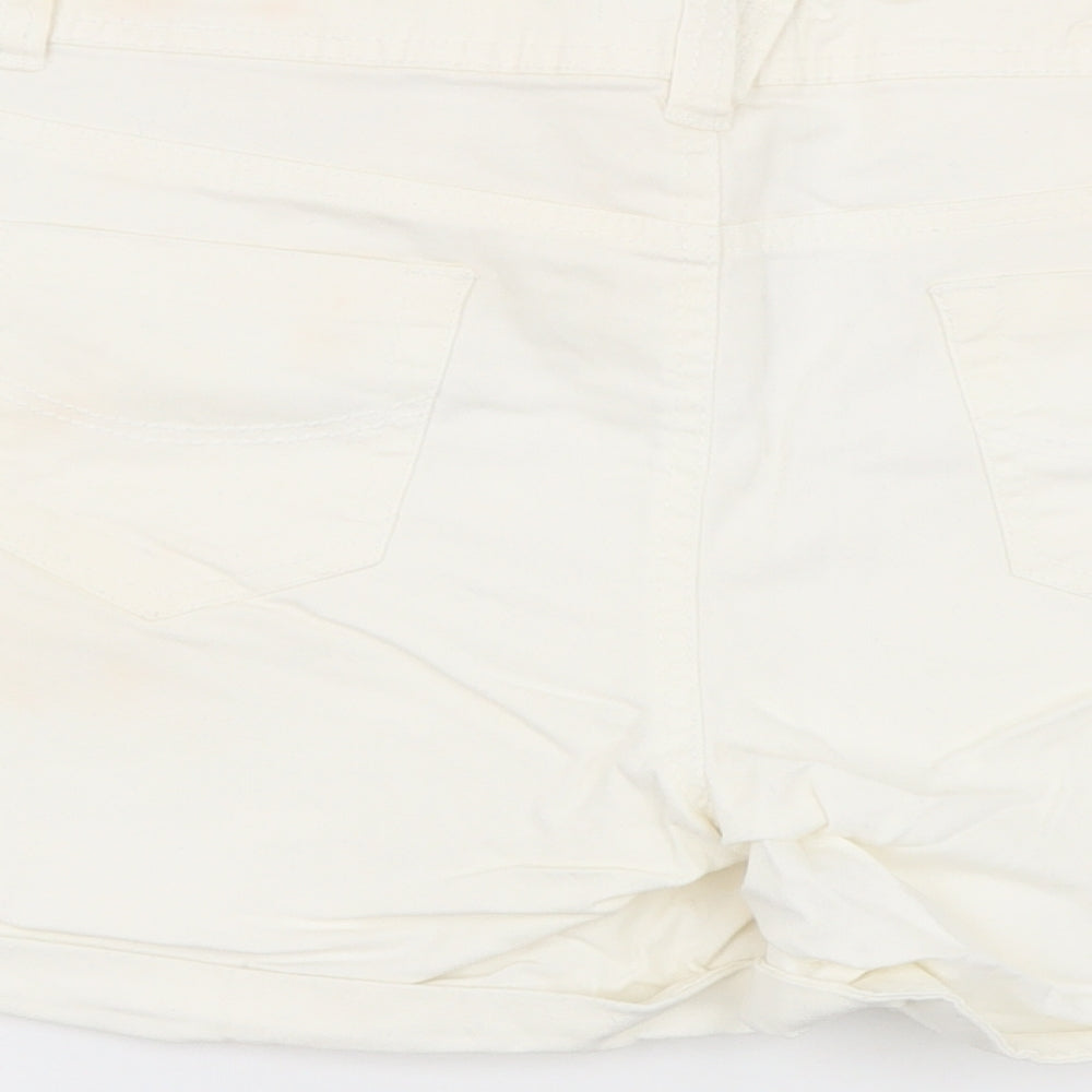 Peacocks Womens White Cotton Chino Shorts Size 10 L4 in Regular Button