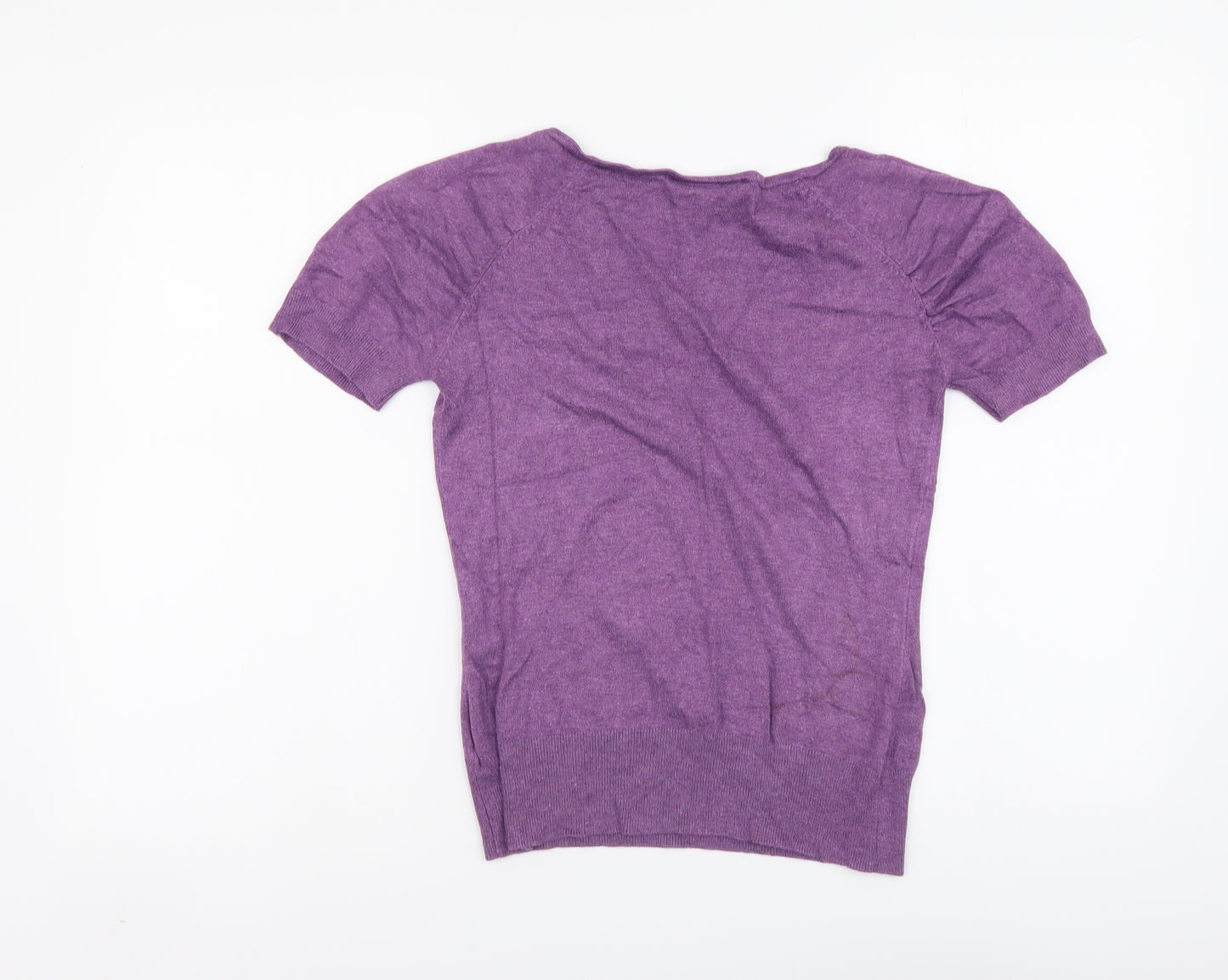 Warehouse Womens Purple Round Neck Viscose Pullover Jumper Size 10