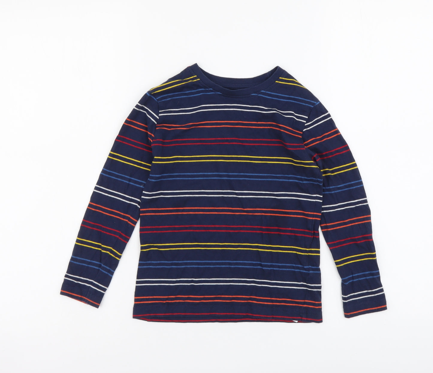 Primark Boys Multicoloured Striped Cotton Basic T-Shirt Size 5-6 Years Round Neck Pullover