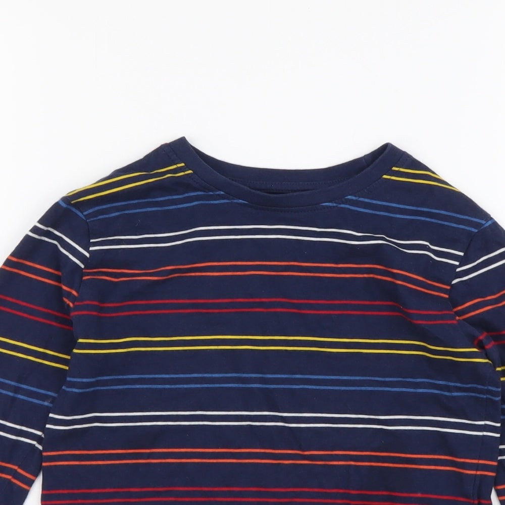 Primark Boys Multicoloured Striped Cotton Basic T-Shirt Size 5-6 Years Round Neck Pullover