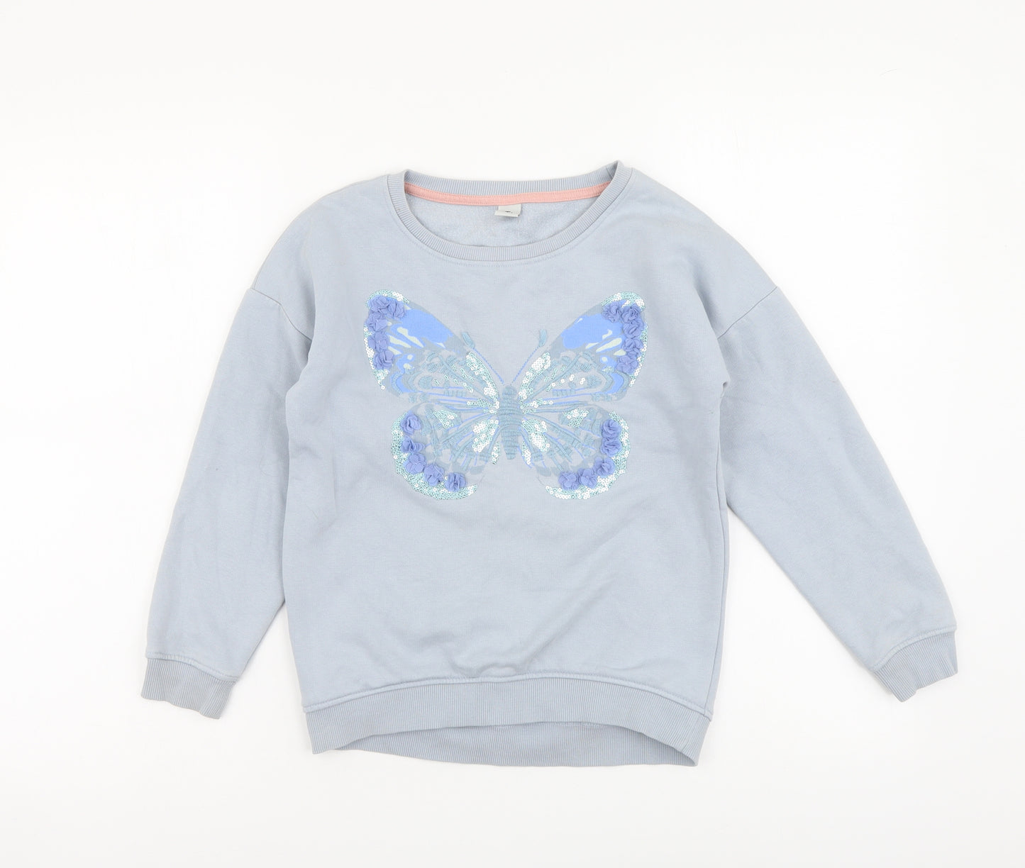 TU Girls Blue Cotton Pullover Sweatshirt Size 9 Years Pullover - Butterfly