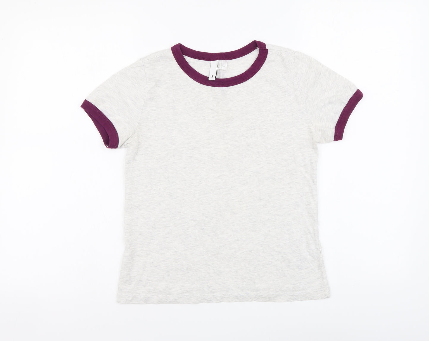 H&M Womens Grey Cotton Basic T-Shirt Size S Round Neck