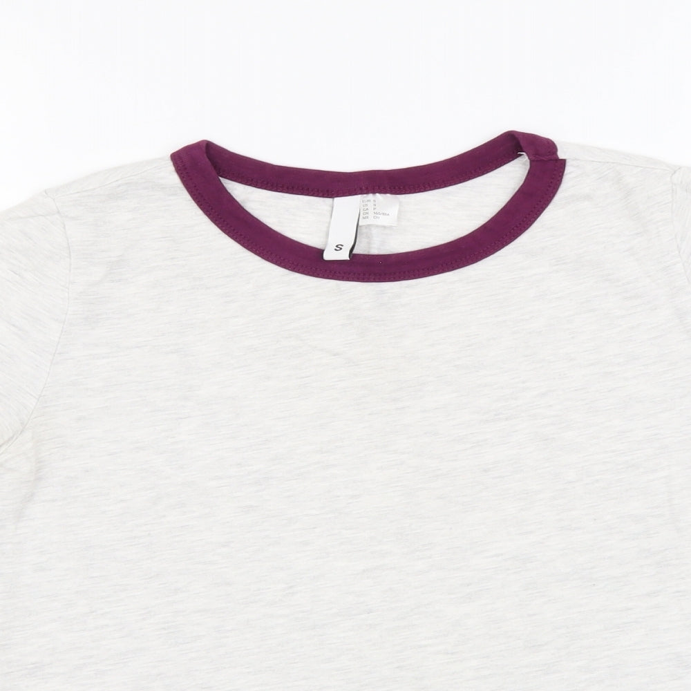 H&M Womens Grey Cotton Basic T-Shirt Size S Round Neck