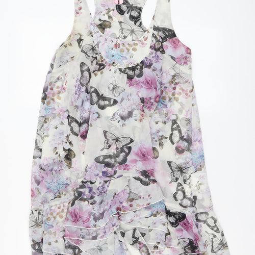 Lipsy Womens Multicoloured Floral Polyester A-Line Size 10 Round Neck Pullover - Butterflies
