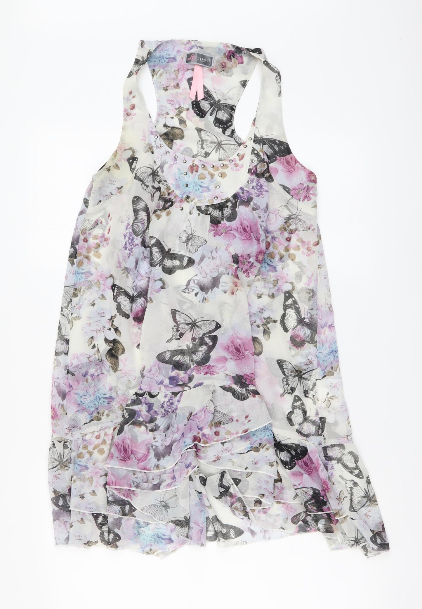 Lipsy Womens Multicoloured Floral Polyester A-Line Size 10 Round Neck Pullover - Butterflies