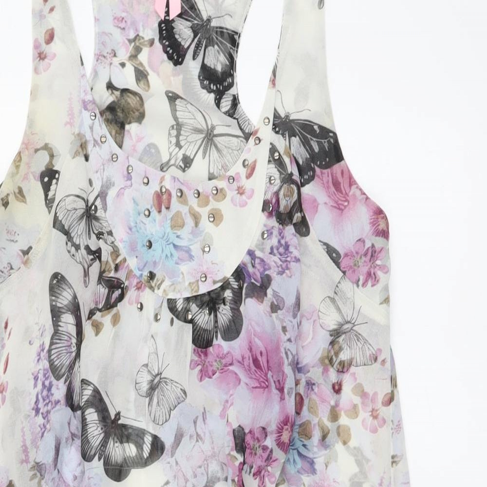 Lipsy Womens Multicoloured Floral Polyester A-Line Size 10 Round Neck Pullover - Butterflies