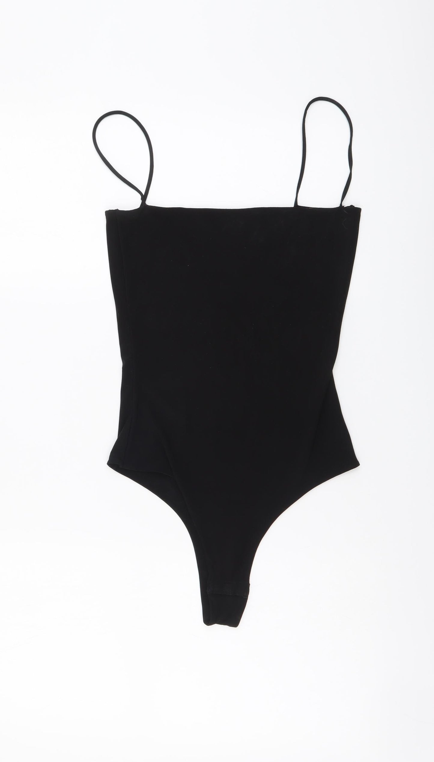 PRETTYLITTLETHING Womens Black Polyester Bodysuit One-Piece Size 6 Snap